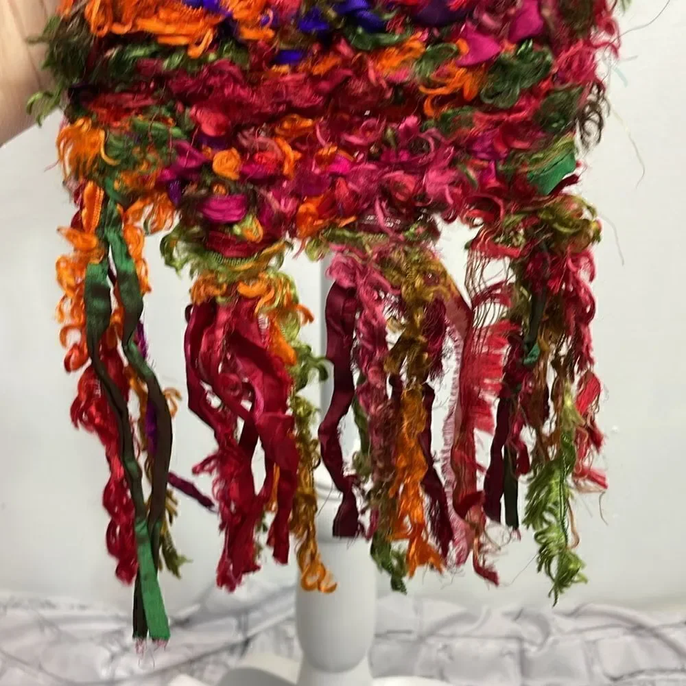 Rising Tide Boho Silk Blend Colorful rectangular scarf 5” x 72”